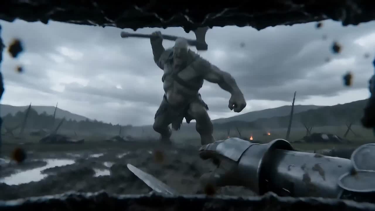 Seedance 2.0 Prompt: First-Person Knight vs. Giant Cinematic Video