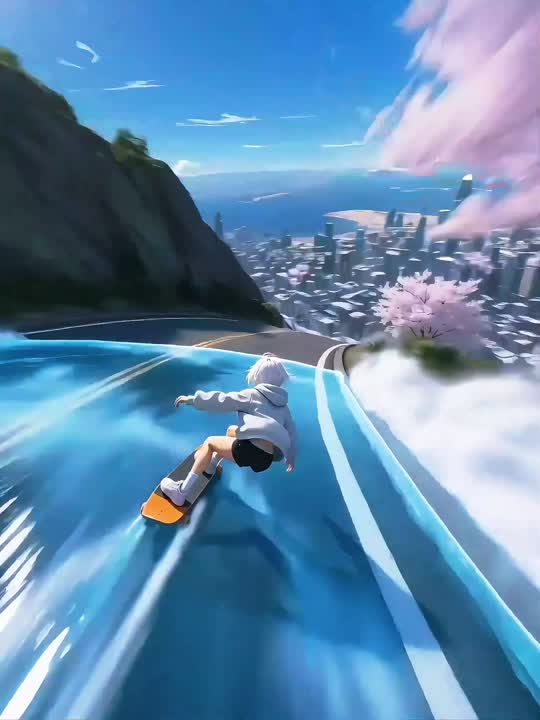 Seedance 2.0 Prompt: High-Speed Anime Skateboard Chase
