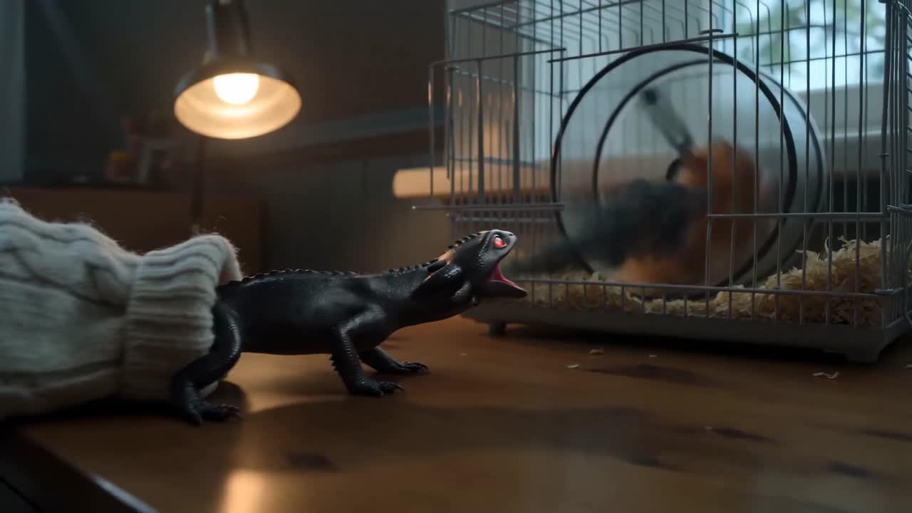 Seedance 2.0 Prompt: Obsidian Dragon Ambushes Hamster in Sleeve