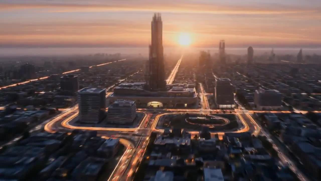 Seedance 2.0 Prompt: Self-Assembling City Sunrise Video