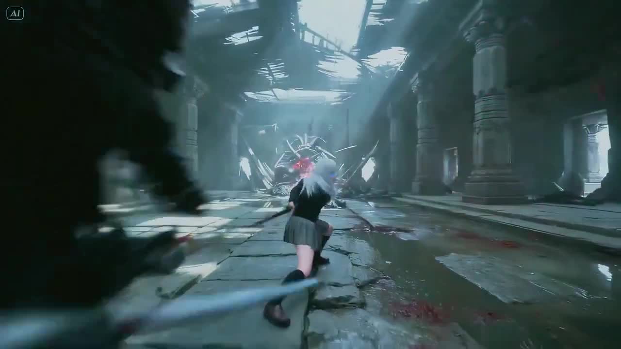 Seedance 2.0 Prompt: Cinematic Schoolgirl Samurai, Shadow Slash Frenzy