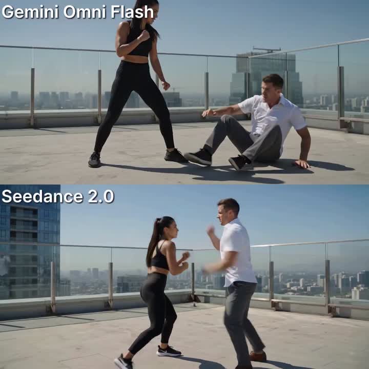 Seedance 2.0 Prompt: Skyscraper Rooftop Fight