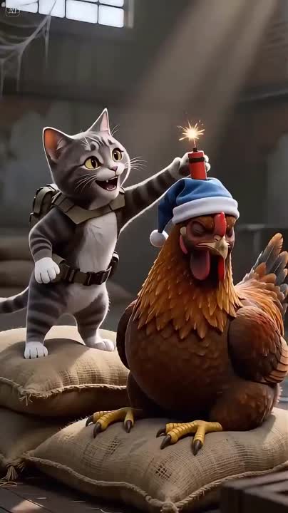 Seedance 2.0 Prompt: Slapstick Spy Cat & Explosive Chicken Scene