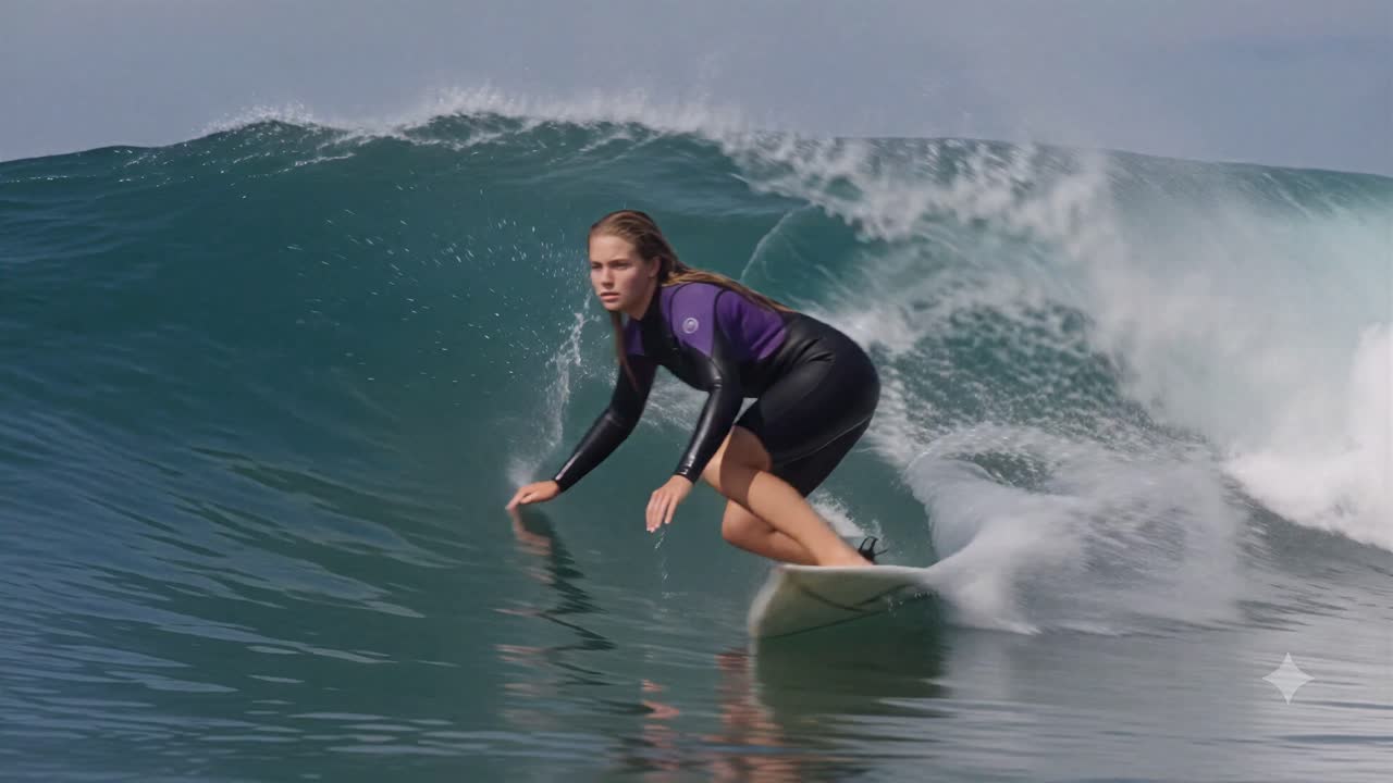 Slick Live-Action Cinematic Surf Scene - Video 1 - Seedance 2.0 Prompt