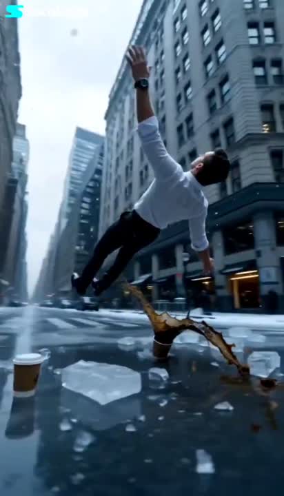 Seedance 2.0 Prompt: Slow-Motion NYC Ice Slip