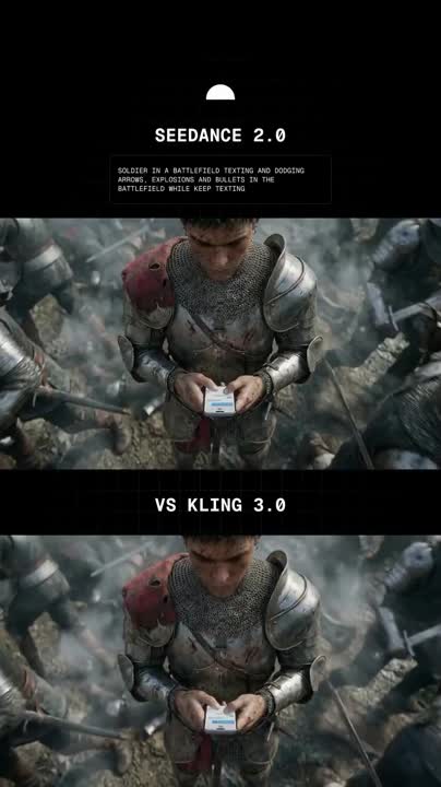 Seedance 2.0 Prompt: Soldier Texting & Dodging in Battlefield