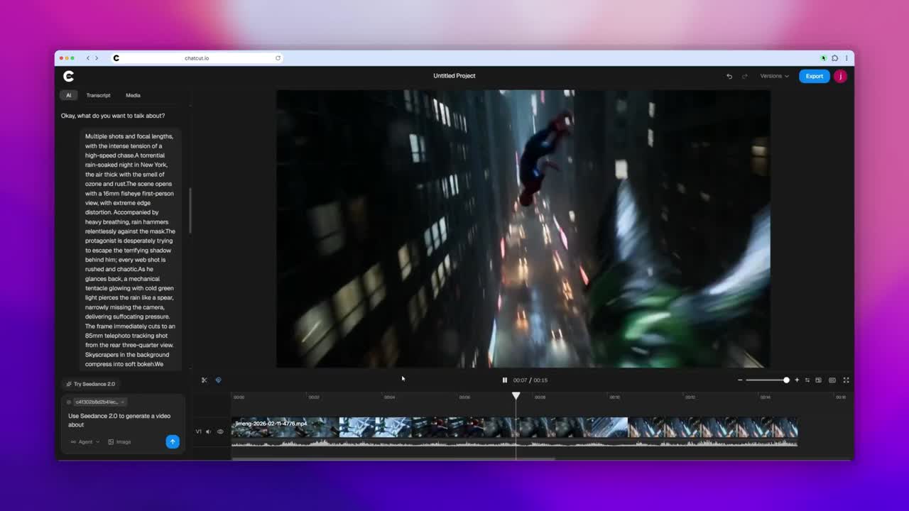 Seedance 2.0 Prompt: Spider-Man vs. Octopus Man Fight Scene