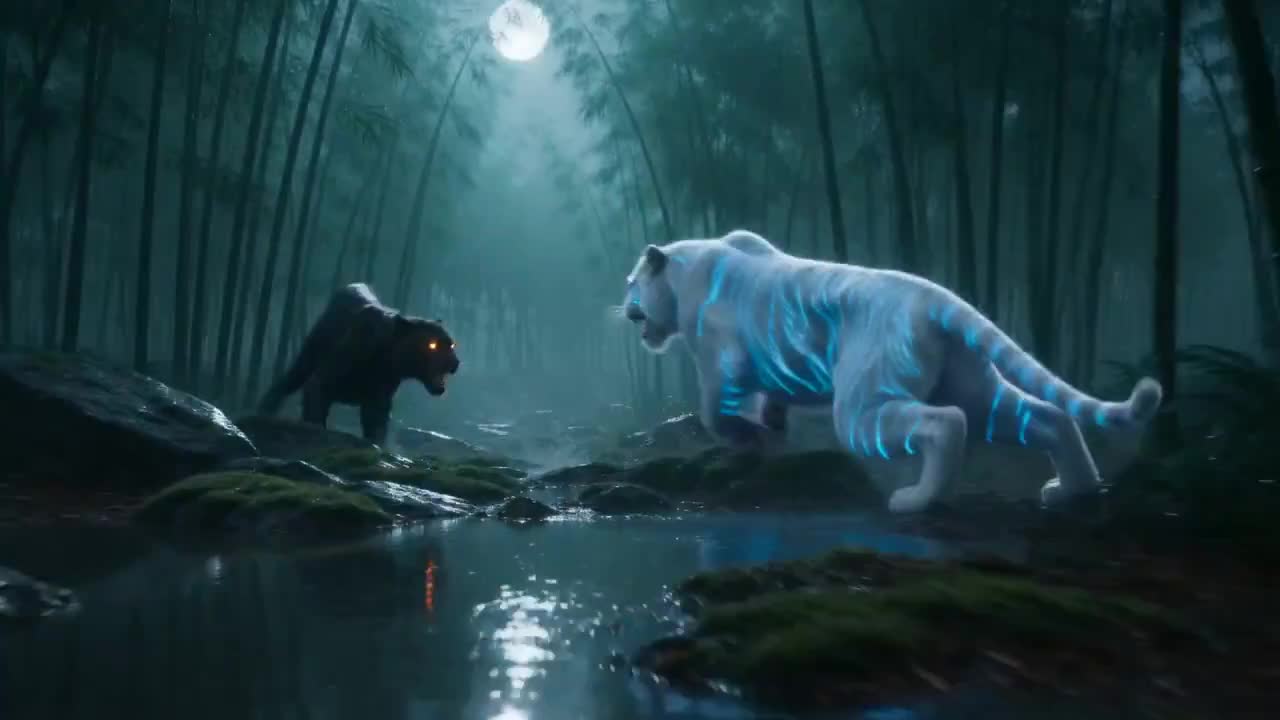 Seedance 2.0 Prompt: Spirit Tiger vs. Void Panther Combat