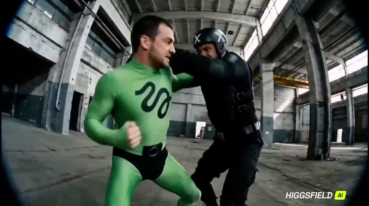 Seedance 2.0 Prompt: Spy Movie Fight Scene (Green Suit vs. Black Suit)