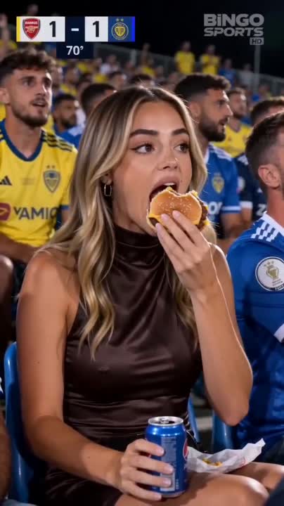 Seedance 2.0 Prompt: Glamorous Fan at Football Match TV Broadcast