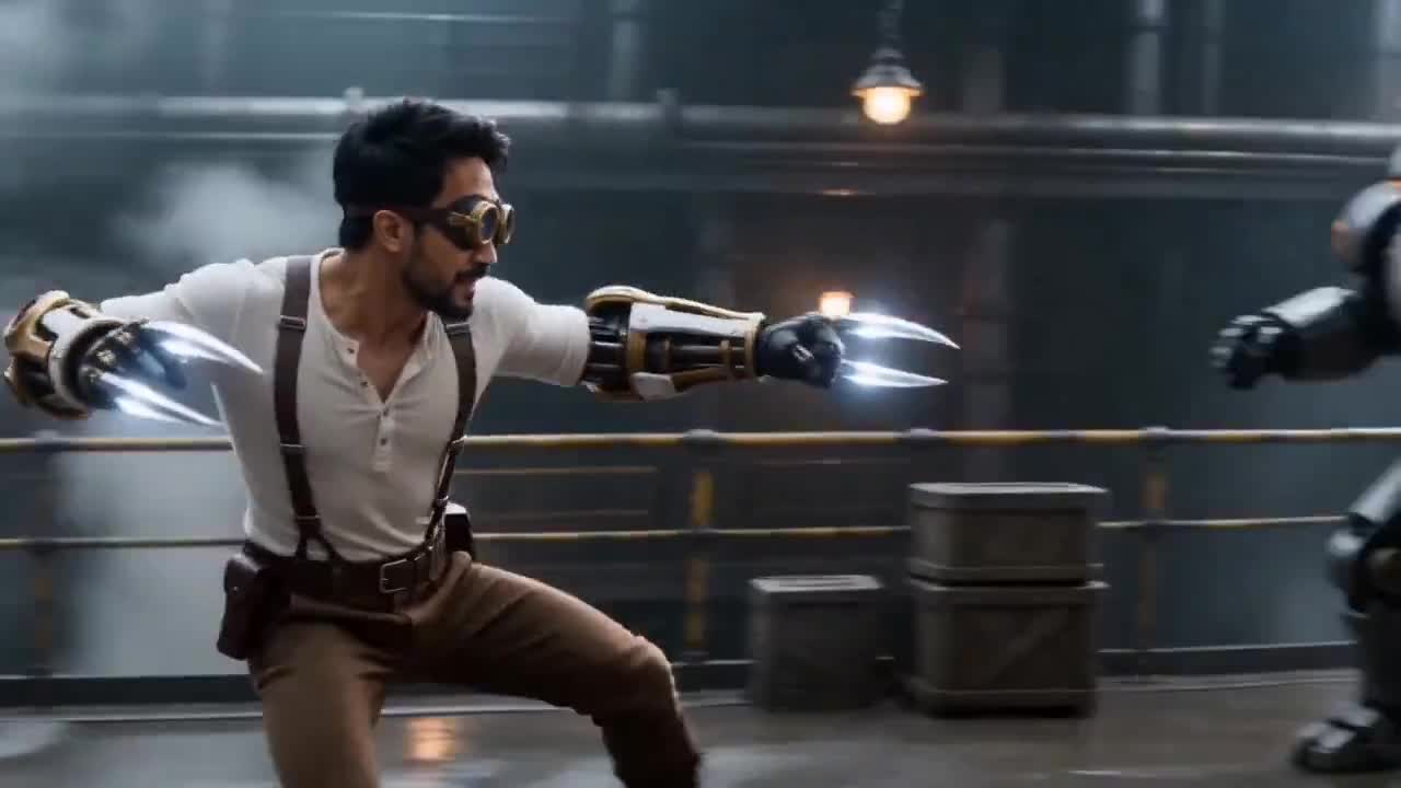 Seedance 2.0 Prompt: Steampunk Action Hero Combat Scene