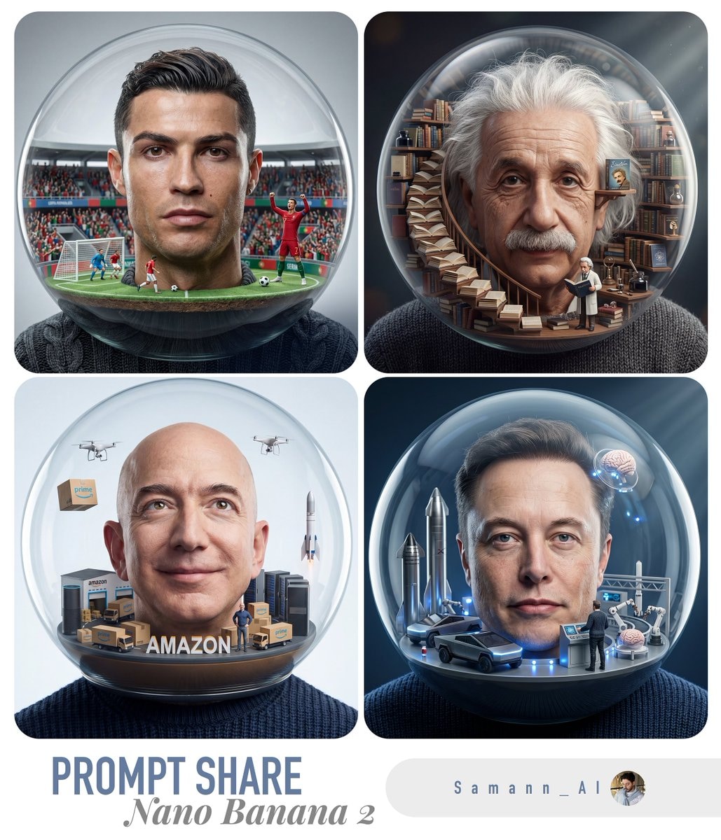 Surreal Miniature Theme Bubble Portrait | Nano Banana Pro AI image prompt preview generated with Synterial