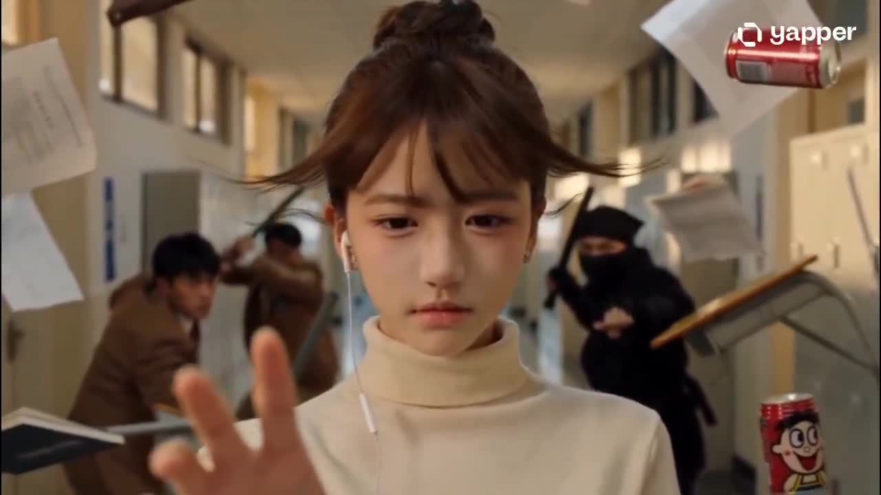 Seedance 2.0 Prompt: Telekinetic Corridor Action with a High School Girl