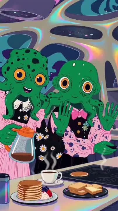 Seedance 2.0 Prompt: Tentacle Family Breakfast Animation