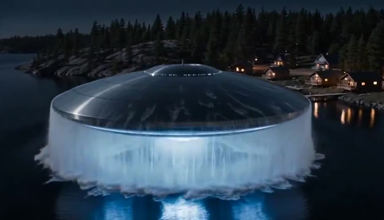 Seedance 2.0 Prompt: Spaceship Arrival at a Lakeside Town