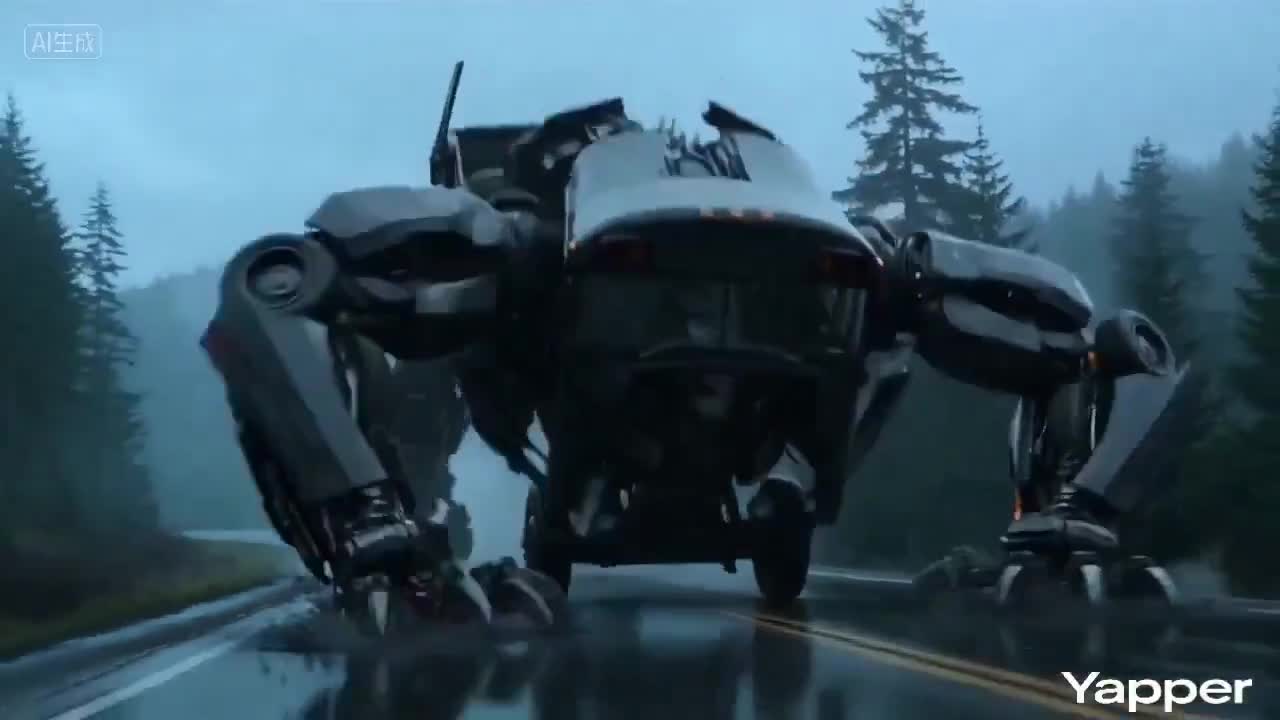 Seedance 2.0 Prompt: Speeding Bus to T-Rex Mecha Transformation
