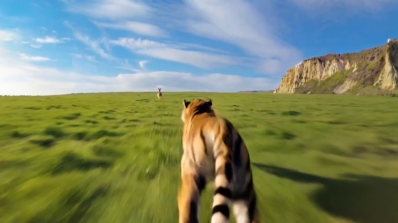 Seedance 2.0 Prompt: Ultra-Realistic Tiger Chase Video