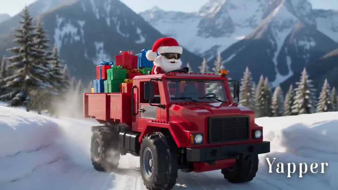 Seedance 2.0 Prompt: LEGO Santa in Swiss Alps