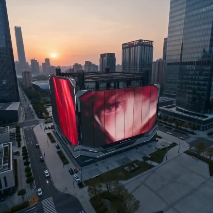 Seedance 2.0 Prompt: Giant LED Vision Assembly in Urban Square