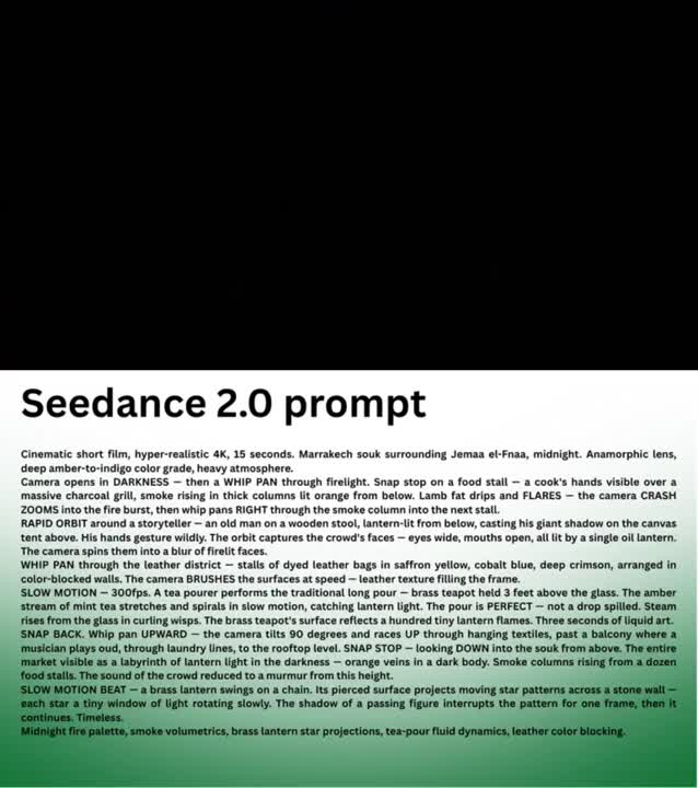Seedance 2.0 Prompt: Cinematic Varanasi & Jemaa el-Fnaa
