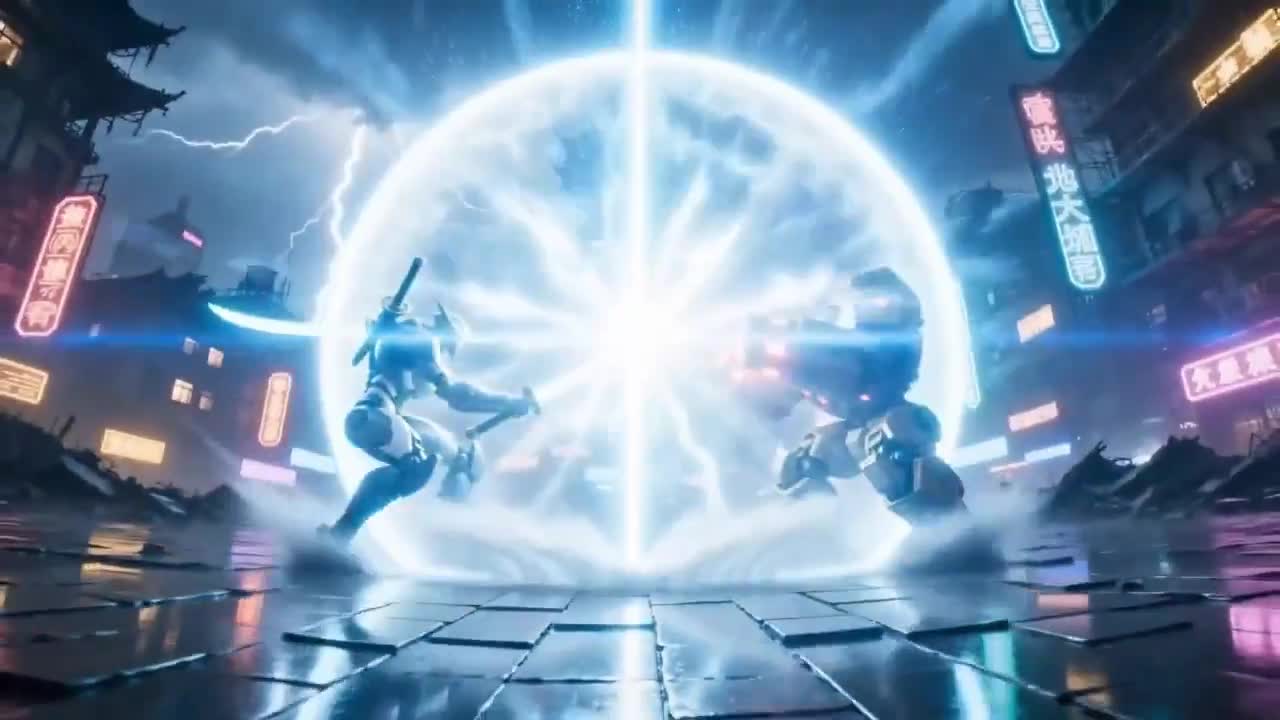 Seedance 2.0 Prompt: Cyber Wuxia Mech Battle in 8K