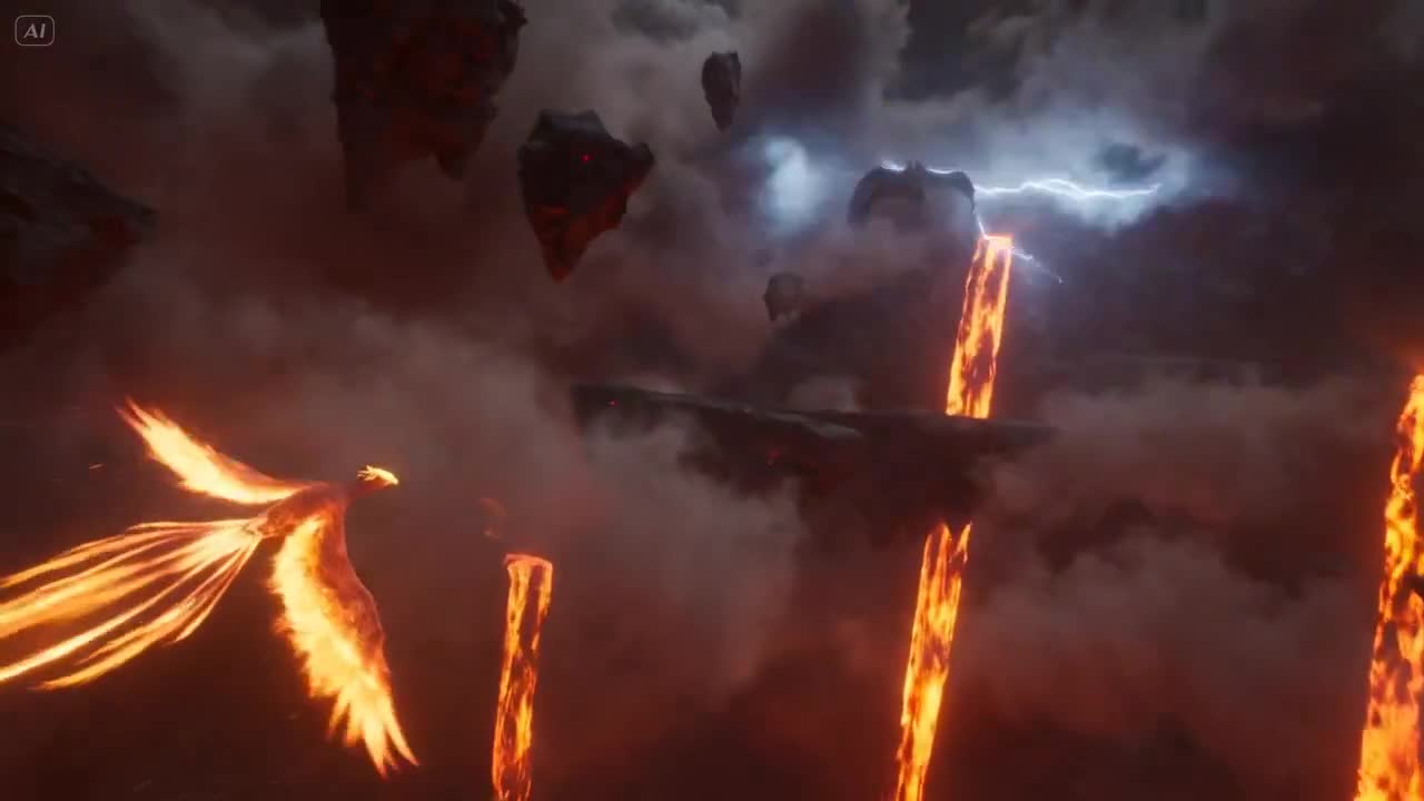 Volcanic Sky Realm Duel Prompt - Seedance 2.0 Prompt