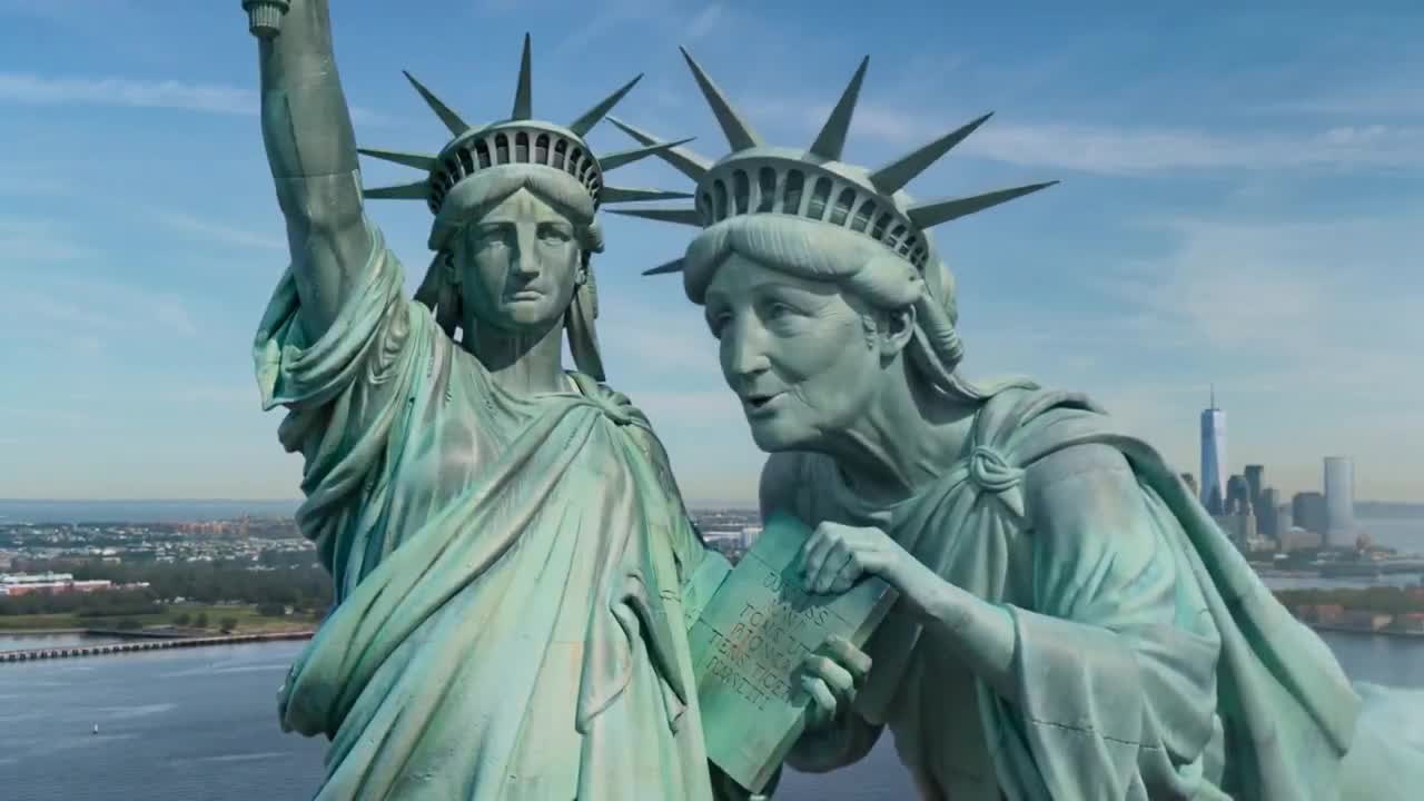 Seedance 2.0 Prompt: Wholesome Statue of Liberty Family Chat