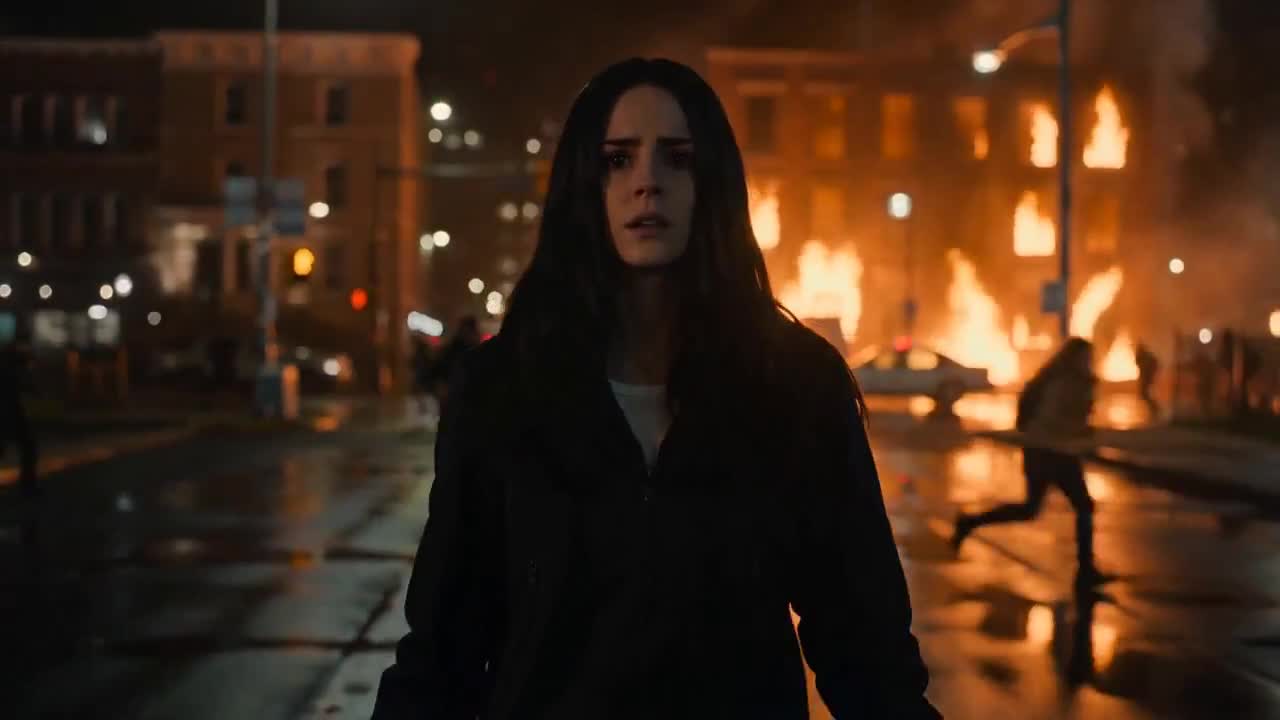 Seedance 2.0 Prompt: Woman Walking in Chaotic City at Night
