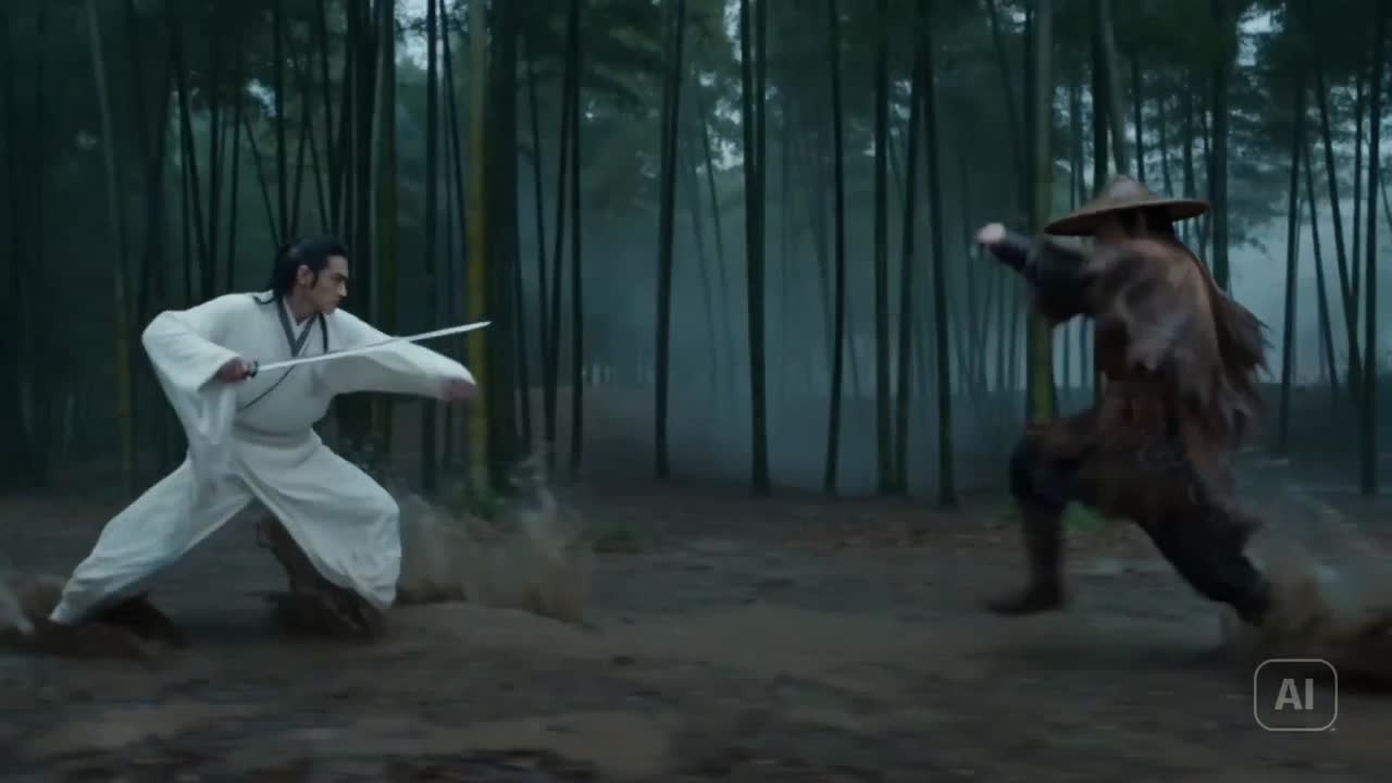 Seedance 2.0 Prompt: Wuxia Swordsman Duel in Bamboo Forest