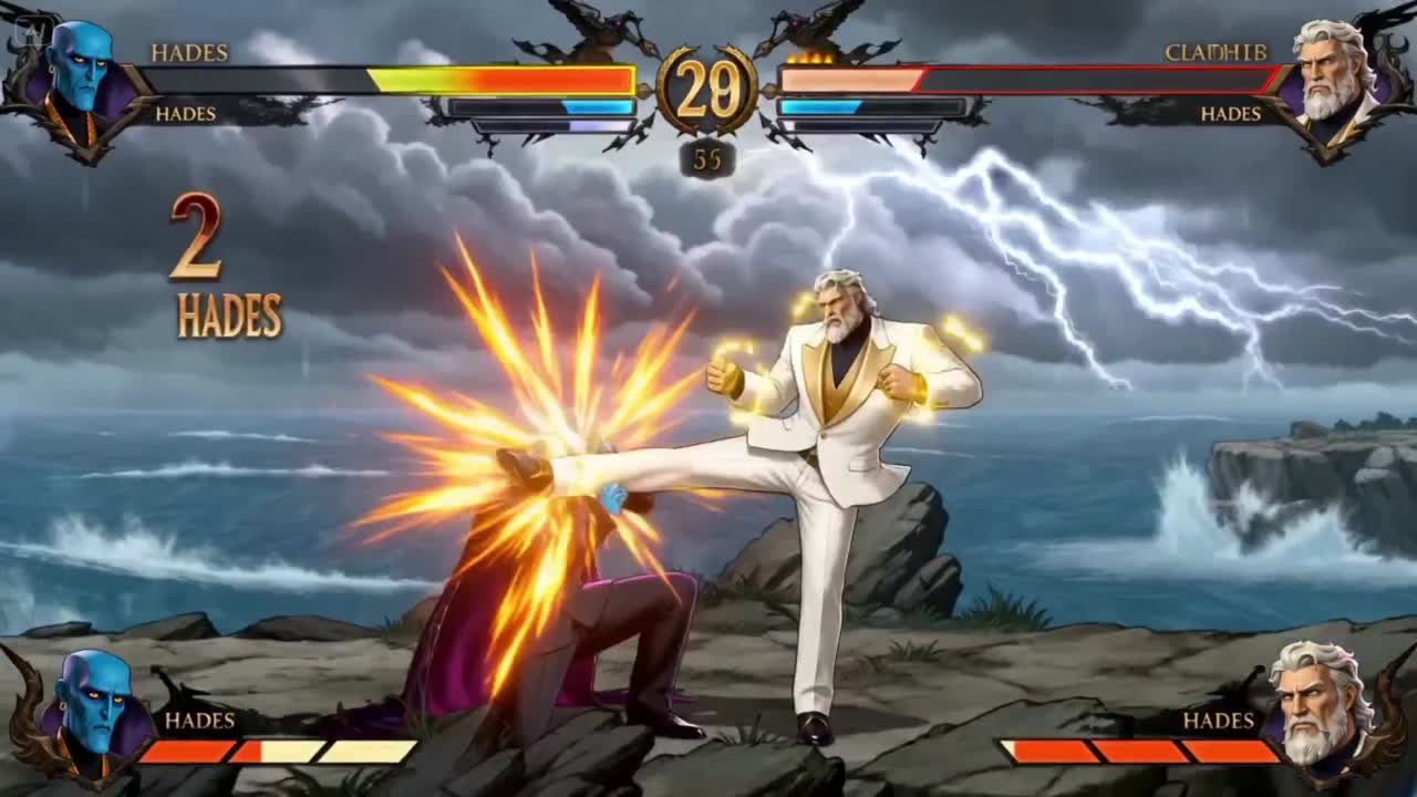 Seedance 2.0 Prompt: Zeus vs Hades Arcade Fighter Cinematic