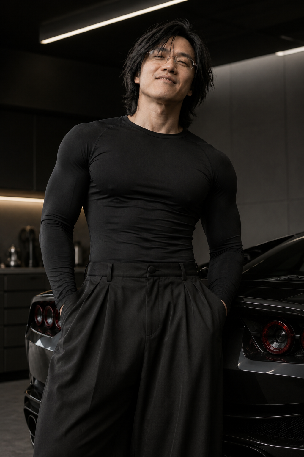 Luxury Matte Techwear V-Taper Editorial AI image prompt preview generated with Synterial
